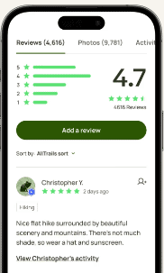Alltrails on iphone screen