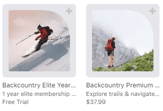 onX Backcountry in app subscriptions and purchases